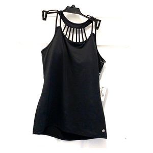 Black active wear top with built in bra